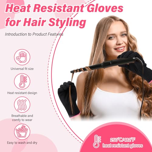 Suhine 20 Pcs Professional Heat Resistant Gloves for Hair Styling Curling Heat Resistant Work Gloves
