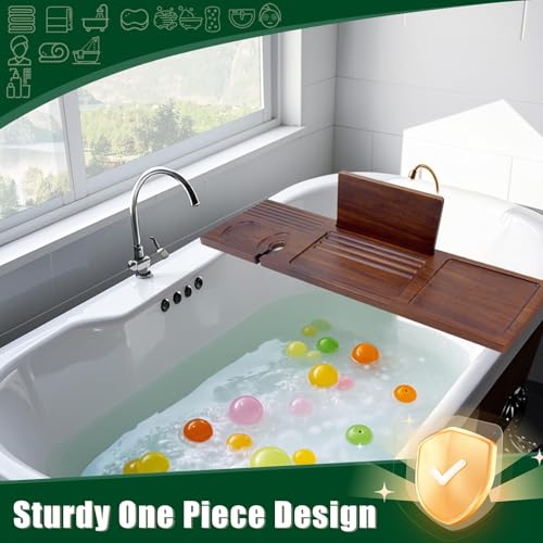 Walnut Bathtub Tray (31"x8"x1"), Luxury Bath Table Tray for Tub Ideal Bathroom Accessories for Women House Warming Gifts