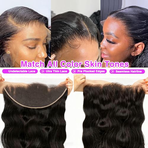 13x6 Ear to Ear Skinlike Real HD Lace Frontal Only, Body Wave 0.10mm Ultra-thin HD Lace Bleached Knots Pre-Plucked Hairline Virgin Human Hair Frontal 10 Inch