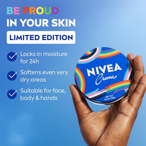 NIVEA Creme Face, Hand and Body Moisturizer Cream, Limited-Edition LGBTQ+ Pride Creme Tin, Rich Body Cream for Dry Skin with Provitamin B5, Fast-Absorbing and Non-Comedogenic, 8.4 Oz Tin