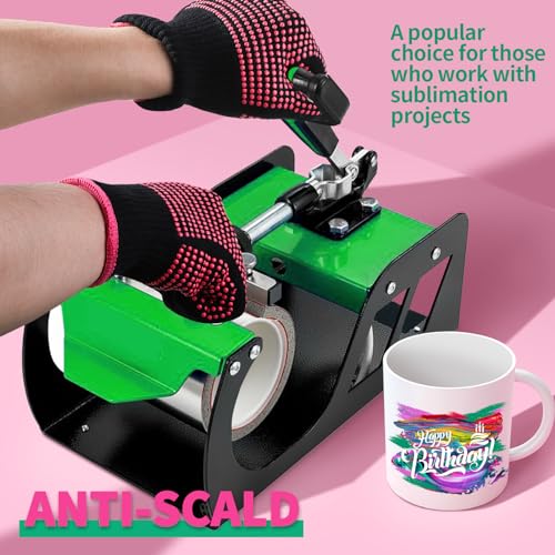 Teenitor 2 Pcs Heat Resistant Gloves With Silicone Bumps, Professional Heat Proof Glove Mitts For Hair Styling Curling Iron Wand Flat Iron Hot-Air Brushes Sublimation Gloves Rose Red