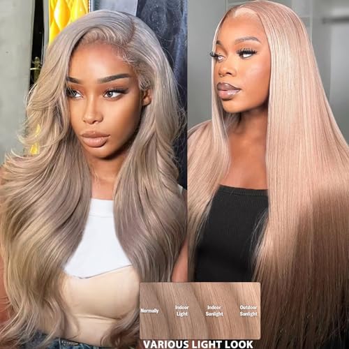 20 Inch Ash Blonde Wigs Human Hair Glueless 13X6 Deep Part HD Lace Front Wigs for Black Women 180% Density Grey Blonde Straight Colored Remy Brazilian Virgin Human Hair Wigs Pre Plucked Hairline