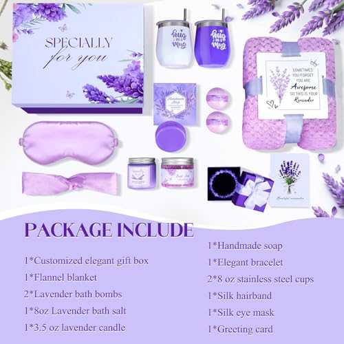 Get Well Soon Gifts Baskets for Women Self Care Gifts, 12pcs Happy Birthday Gift Basket for Women Unique Gifts Set Ideas Relaxing Birthday Box w/Blanket for Her Mom Best Friends Female Sister