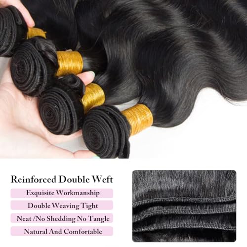 12A Human Hair Bundles Body Wave Bundles Human Hair 26 28 30 Inch 100% Unprocessed Brazilian Virgin Hair Bundles Deals Weave 3 Bundles Human Hair Extensions Body Wave Bundles Natural Black