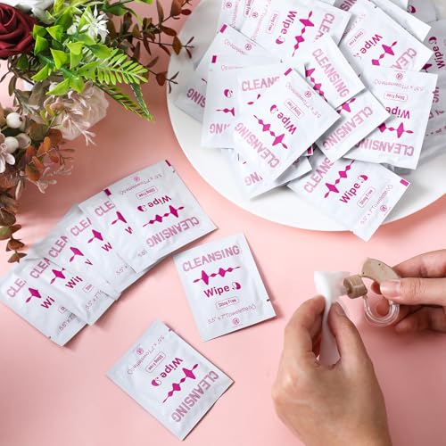 Timgle 200 Count Hearing Aid Wipes Cleaning Towelettes Individually Wrapped Phone Cleaning Wipes Laptop Cleaner Wipes for Earwax Sweat Removal from Earbuds Earmold Earplugs in Ear Monitors