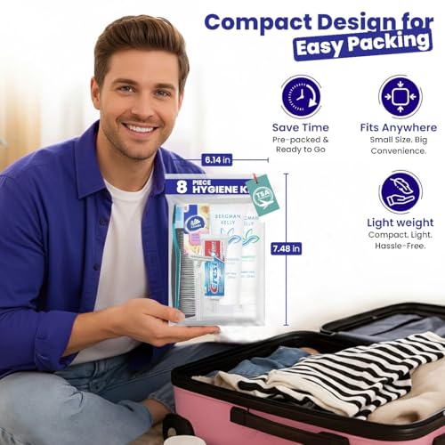 Trektote Bulk Hygiene Kit For Men And Women ? (5 Pack) 8 Piece Set Of Travel Size Toiletries, TSA Compliant, Bulk Travel Essentials, Includes Shampoo And Conditioner, Body Wash, Toiletry Bag & More