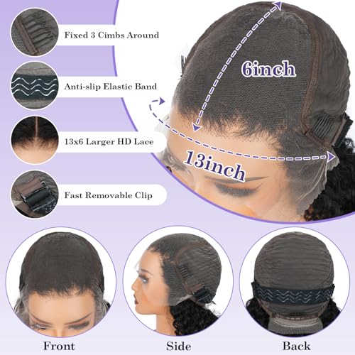 13x6 Kinky Curly Lace Front Wigs Human Hair Curly Wig 24 Inch 12A Brazilian Pre Plucked with Baby Hair HD Transparent Lace Frontal Wigs for Women