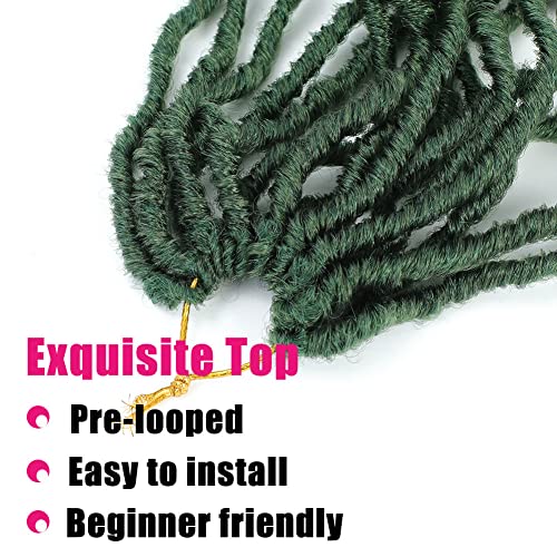 Faux Locs Crochet Hair 24Inch Soft Locs Crochet Hair 6Packs Pre Looped Green Color for Women(24 Inch, 6 Pack, Green) ¡¦