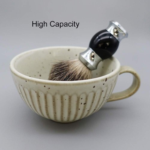 Bicrops Ceramic Retro Shaving Bowl, Wide Mouth, Large Capacity Shaving Mug, Easier To Lather (Off-white)