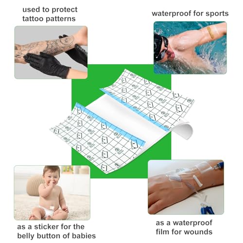 3 Rolls Tattoo Aftercare Bandage - Jconly Waterproof Tattoo Film Second Skin Tattoo Cover Up Patch Tape Healing Wrap Tattoo Supplies for Swimming, Shower, Wound Initial Healing(2 Inch, 4 Inch, 6 Inch)