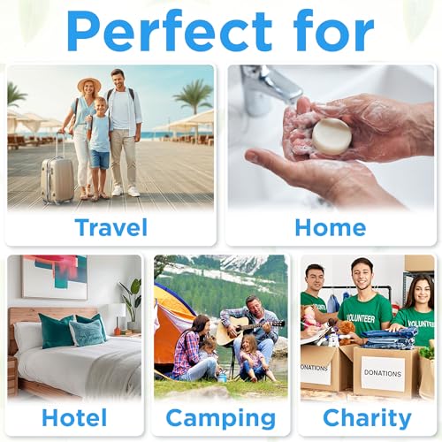 BERGMAN KELLY - Hotel Soap Bars - White Tea, 0.5 oz, 200 PK - Travel Size Luxury Bulk Amenities Bar Soap, Mini Individually Wrapped Round Soap - Small Toiletries for Airbnb, Motel, Guest Bathroom