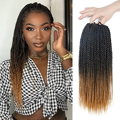 MOSINA Senegalese Twist Crochet Hair 8 Packs Ombre Crochet Braid 14 Inch Crochet Hair For Black Women Professional Synthetic Braiding Hair 30 Strands/Pack (14 Inch, 1B/27)