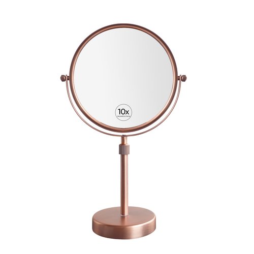 Nicesail Table Mirror 1X 10X Magnifying Mirror Double Sided, Makeup Mirror for Desk 360 Rotation 8 Inch Face Mirror, Matte Rose Gold