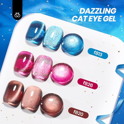 beetles Gel Polish Wandering Peace Collection 20 Colors Fall Gel Nail Polish Set 75 PCS Brown Blue Red Black Purple Glitter Cat Eye Glitter Glossy Matte Top Coat Uv Led Salon Home Gifts for Women