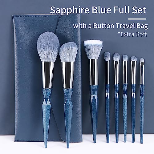 Sapphire Blue Makeup Brush Set Professional, Vegan Makeup Brushes Set, Makeup Brush Set with Case, Glitter Cosmetic Brushes Makeup Set, Make up Brushes Vegan, Make up Brushes Set Professional