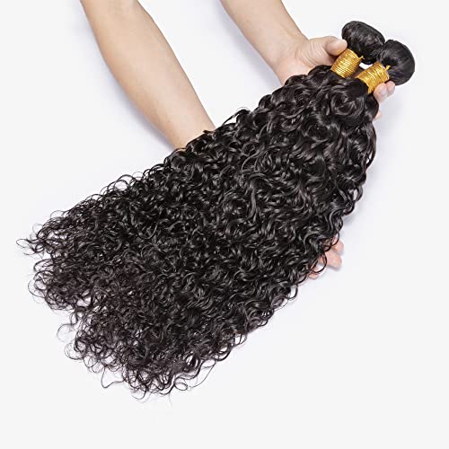 Water Wave Bundle Natural Black Human Hair 3 Bundles Brazilian Unprocessed Virgin Hair Extensions Double Weft Bundle For Women 26 28 30 Inch