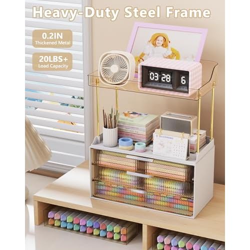 Bathroom Organizers and Storage, Makeup Organizer (Sturdy Durable Attractive), Ideal for Vanity, Countertop, Counter, Perfume, Skincare, Cabinet, Cosmetic, Dresser Organizer (Gold)