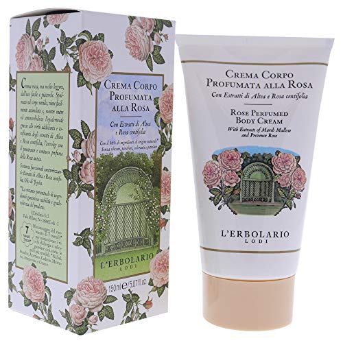 L'Erbolario Body Cream ? Moisturizing Body Butter with Marsh Mallow and Provence Rose ? Nourishing Skin Care with Floral Amber Scent ? Rose - 5.1 oz