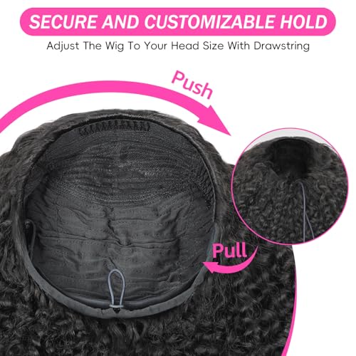 BLY Kinky Straight 3 in 1 Half Wig Human Hair for Women 180% Density Glueless Wear & Go No Lace Flip Over Half Wig Beginner Friendly Seamless Clip In Wigs 22 Inch