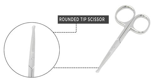 Melwey Rounded Stainless Steel Facial Hair Scissors – Safety Scissors for Nose Hair, Eyebrows, Eyelashes, Mustache, Beard, and Baby Nails