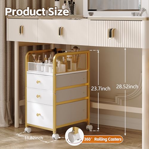Makeup Organizer Storage Cart with Drawers, Makeup Organizer on Wheels, Rolling Makeup Bathroom Storage Cart, Cosmetic Vanity Display Cases Holder for Nail Polish Brush Hair Tool