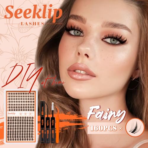 Seeklip Fairy Manga Lash Clusters Kit 8-18mm Eyelash Clusters Kit 160Pcs Lashes Extension Kit Fairy Lash Clusters Spiky Lashes Cluster C Curl With Bond & Seal Tweezers Invisiable Band (Fairy)