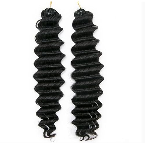 Deep Wave Knotless Pre-Separated Crochet Hair Extensions Human Hair Loose Wave Crochet Hair Natural Black Machine Made Feather Human Hair Extension 18inch 120g