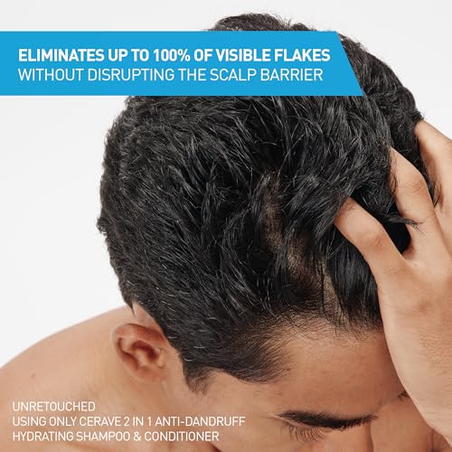 CeraVe 2 In 1 Hydrating Anti Dandruff Shampoo And Conditioner, 1% Pyrithione Zinc Dandruff Treatment, Color Safe & Sulfate Free Shampoo And Conditioner, Helps Eliminate Dandruff & Relieve Itchy Scalp