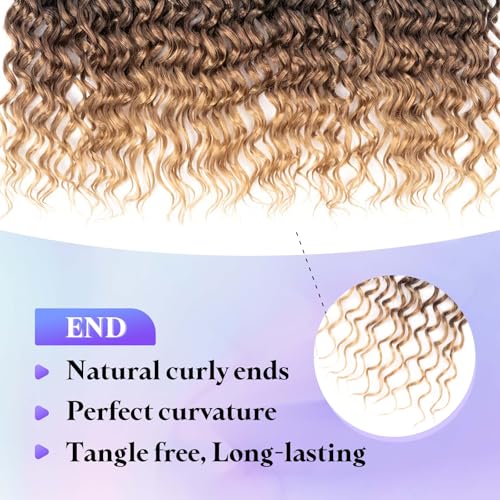 18 Inch Goddess Locs Crochet Hair 8 Packs New Soft Faux Locs Crochet Braids Deep Wave Pre Looped Hair Extensions for Black Women(3T3027/8PCS/18inch)