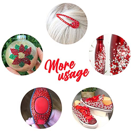 2052Pcs Red Nail Art Rhinestones Multi Shapes Crystal Flatback Rhinestones Gems Siam Red Round Beads K9 Glass Stones Diamonds Jewels Nail Art Supplies Charms for Nails Faces Eyes Makeup Crafts