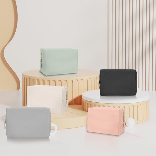 Adegari Makeup Bag for Women Girls, 2 Pieces Portable Cosmetic Bags Organizer Preppy Makeup Pouch PU Leather Waterproof Travel Toiletry Bag for Mom Daughter friend Wife