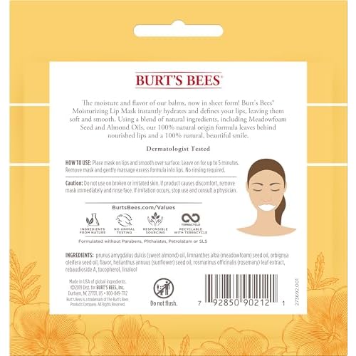 Burt's Bees 100% Natural Origin Moisturizing Lip Mask, Single Use Conditioning Lip Care , 1 Count (Package May Vary)