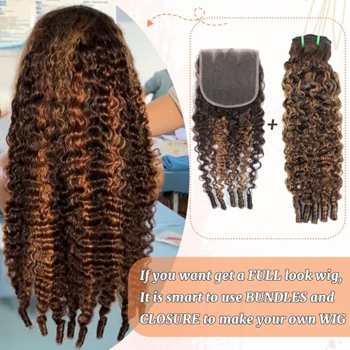 Highlight P4/27 Burmese Curly Bundles Human Hair 100% Real Human Hair Burmese Curly Bundles With Finger Curl For Quick Weave Double Weft Brown Honey Blonde Piano Color 20 22 24 Inch