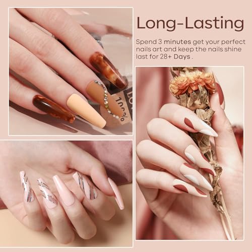 modelones Gel Nail Polish Kit -6 Colors Fall Winter Nude Pink Gel Polish Set Skin Tones Neutral Brown Soak Off Gel Nail Kit Manicure DIY Nail Art Salon Home Gift