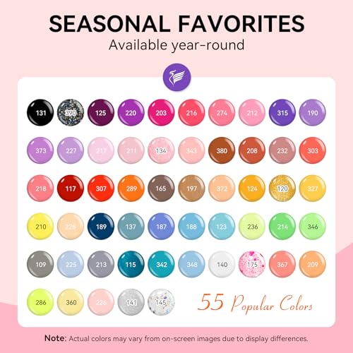 PHOENIXY 71 Pcs Gel Nail Polish Kit with U V Light, 55 Colours Gel Nail Kit with 5 Pcs Base Top Coat Manicure Starter Nail Polish Set Gifts for Women ST9019