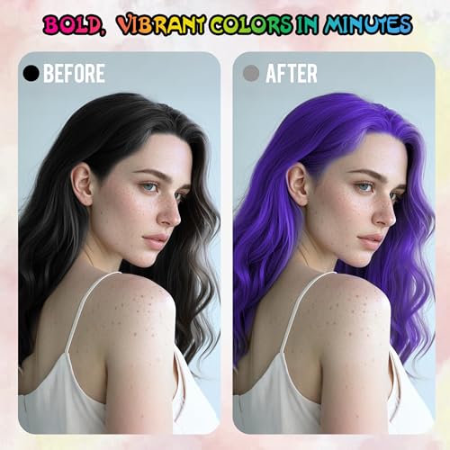 Purple Temporary Hair Color Spray - Gentle Formula, Washable & Non-Sticky | Instant Hair Dye Alternative for Adults | Halloween, Costume, Party Makeup, 150ml