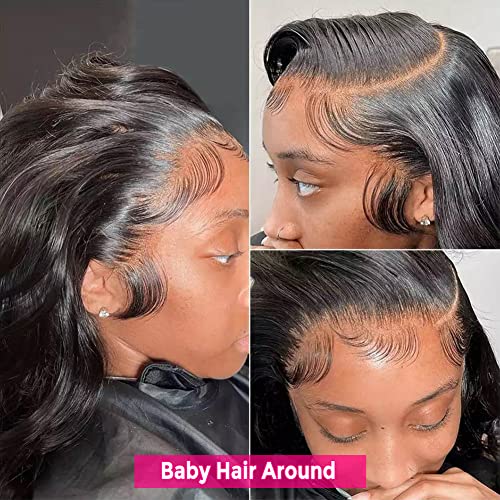 Subella HD Lace Front Wigs Human Hair Pre Plucked Straight 220% Density 13x5 HD Lace Frontal Wig With Baby Hair 12A Transparent Human Lace Wigs For Black Women (26inch)
