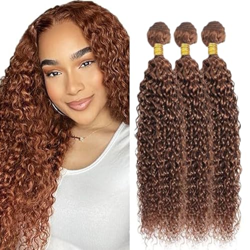 Human Hair Bundles 14 16 18 Inch Blonde Light Brown 30# Jerry Curly Bundles Human Hair 12A Unprocessed Soft Sewn In Quick Weave Hair for Black Women