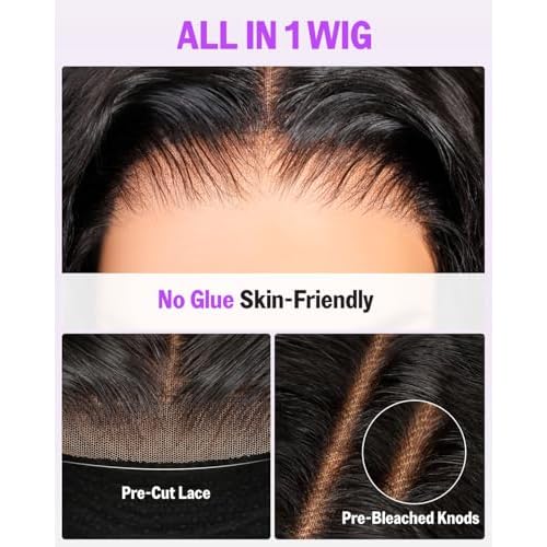 3D Water Wave Half Wig Human Hair 200% Density 3 In 1 Glueless Wigs Human Hair for Women Drawstring Wig Human Hair 100% Real Human Hair 16 Inches