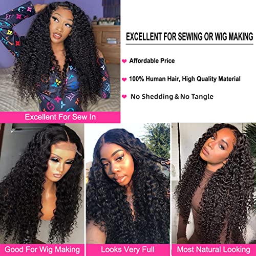 Deep Wave Bundles with Closure Human Hair (20 22 24+18 Closure) 4x4 Curly Lace Closure with Baby Hair Natural Color Pre Plucked 3 Bundles and Closure 100% Unprocessed Brazilian Virgin Remy Hair