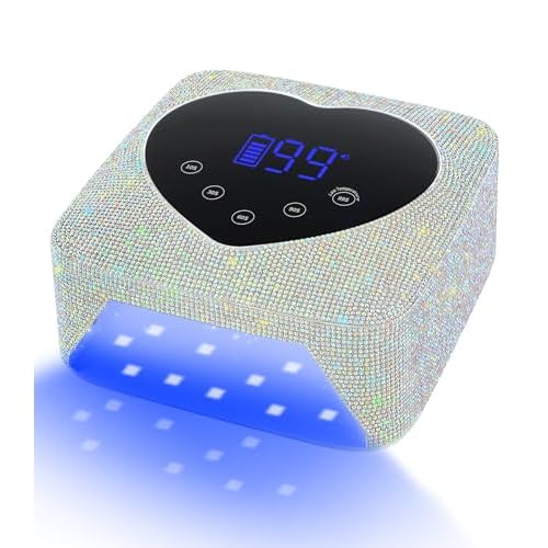 Cordless UV Nail Lamp for Gel Nails 72W, Rechargeable Diamond LED Nail Dryer with 5 Timer Setting, Touch Control & Auto Sensor, Fast Nail Light Curing Lamp for Salon & Home