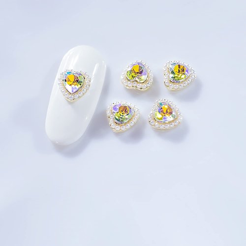 WOKOTO 20 Pcs 3D Heart Rhinestones for Nails Heart Nail Charms with Big Nail Rhinestones for Acrylic Nails Heart Nail Jewels for Nail Art Heart Charms for Nails Gems Nail Heart Crystals for Women