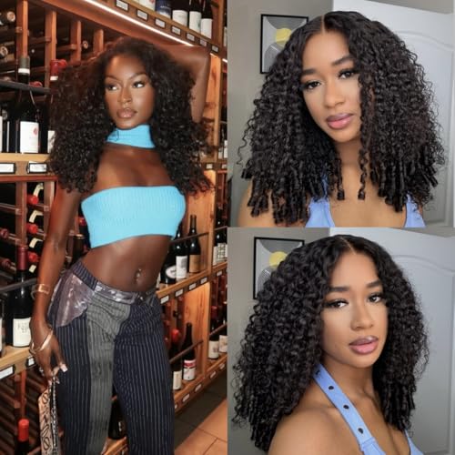 Feather Crochet Hair Extensions Lightweight Water Curly Pre Looped Crochet Human Hair Curly For Black Women Pre Separated Knotless Crochet Hair 18inch 120g