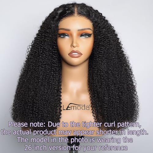Lemoda 5x5 Wear and Go Burmese Kinky Curly Lace Frontal Human Hair Wigs 20Inch 210 Density Deep Curly 5x5 HD Unglueless Transparent Lace Front Wigs For Women