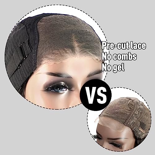 Wear and Go Kinky Curly Glueless Wig Human Hair, 6x4 Pre-Cut HD Lace Glueless Wigs Pre-Plucked, Transparent No Glue Lace Front Closure Wigs for Women 200% Density 26 inch