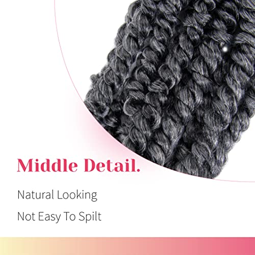 BOHOBABE Pre-twisted Passion Twist Crochet Hair 6 Inch Short Ombre Gray Pre-looped Crochet Passion Twist Braiding Hair 8 Packs (T1B/grey)