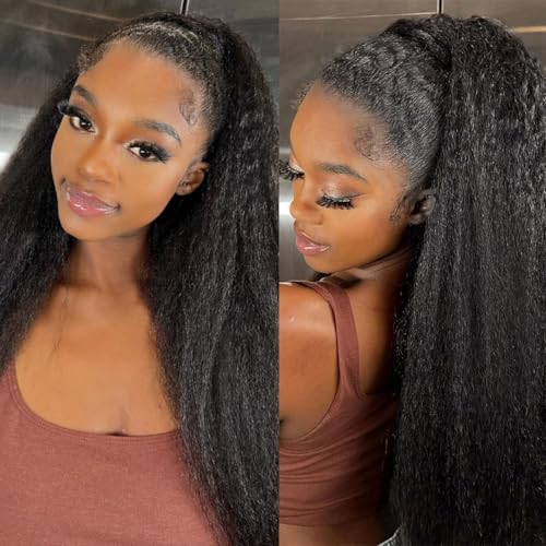 Knotless Pre-Separated Crochet Hair Extensions Kinky Straight 100% Human Hair Feather Crochet Braid Hair Extensions Natural Color 20Inch 120g