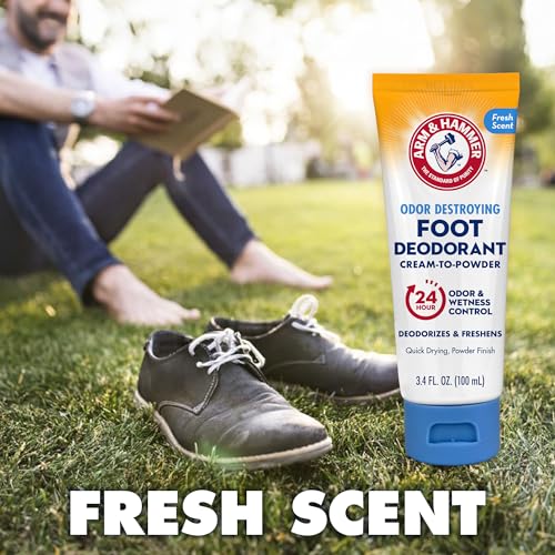 Arm & Hammer Cream to Powder Foot Deodorant, 24 Hour Protection Odor & Wetness Protection, Effective and Long Lasting Antiperspirant, Apply as Cream Dries to Powder (3 Pack)