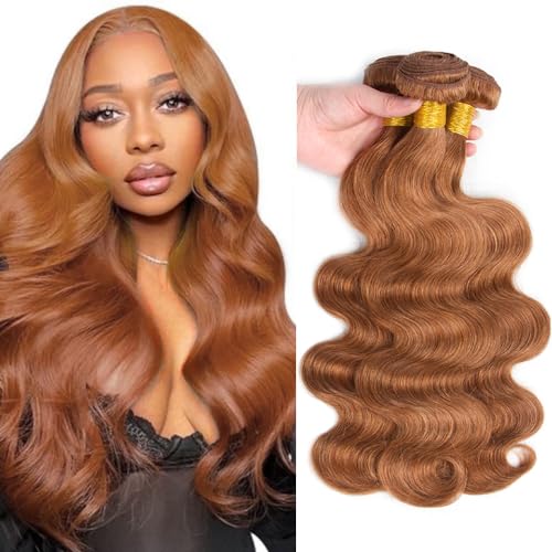 Brown Body Wave Bundles Color 30 Human Hair Bundle 8A Brazilian Virgin Remy Hair 3 Bundles 26 26 26 Inch Light Brown Hair Extensions