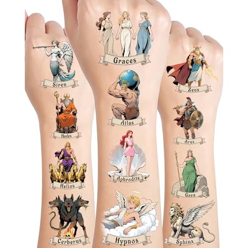 150Pcs Greek Mythology Temporary Tattoos - Greek Mythology Decor & Ancient Greece Decorations - Greek Mythology Party Decorations - Hypoallergenic Temporary Tattoos for Kids